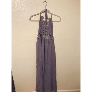 Purple boho halter maxi dress